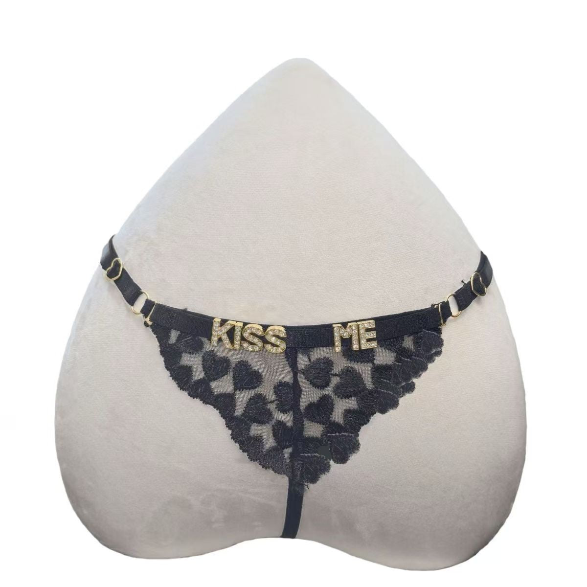 Women's Sexy "Kiss Me" Heart Thong Underwear – Flirty & Romantic