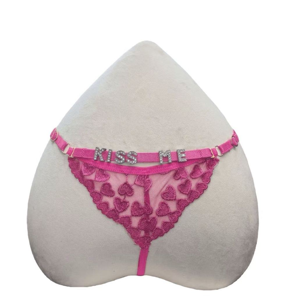 Women's Sexy "Kiss Me" Heart Thong Underwear – Flirty & Romantic