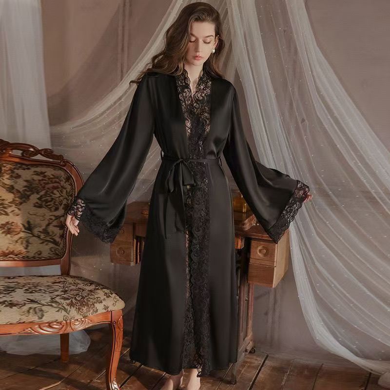 Women's Long Silky Satin Robe | Luxurious Morning Sleepwear