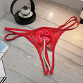 Women's Lace Bow Beaded Thong | Delicate Lingerie