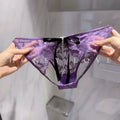 Women's Lace Open Crotch Butterfly Pendant Panties