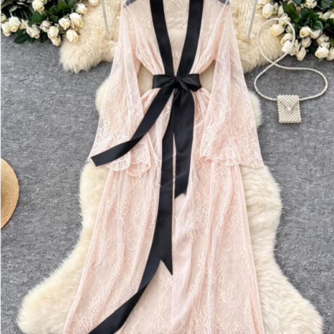 Women's Long Lace Robe | Elegant Sleepwear & Loungewear