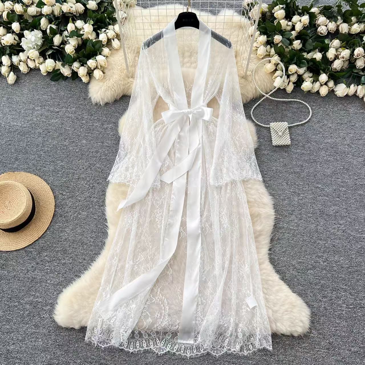 Women's Long Lace Robe | Elegant Sleepwear & Loungewear