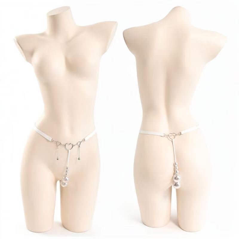 Women's Bell Charm Heart Pearl Panties | Sexy Lingerie Underwear