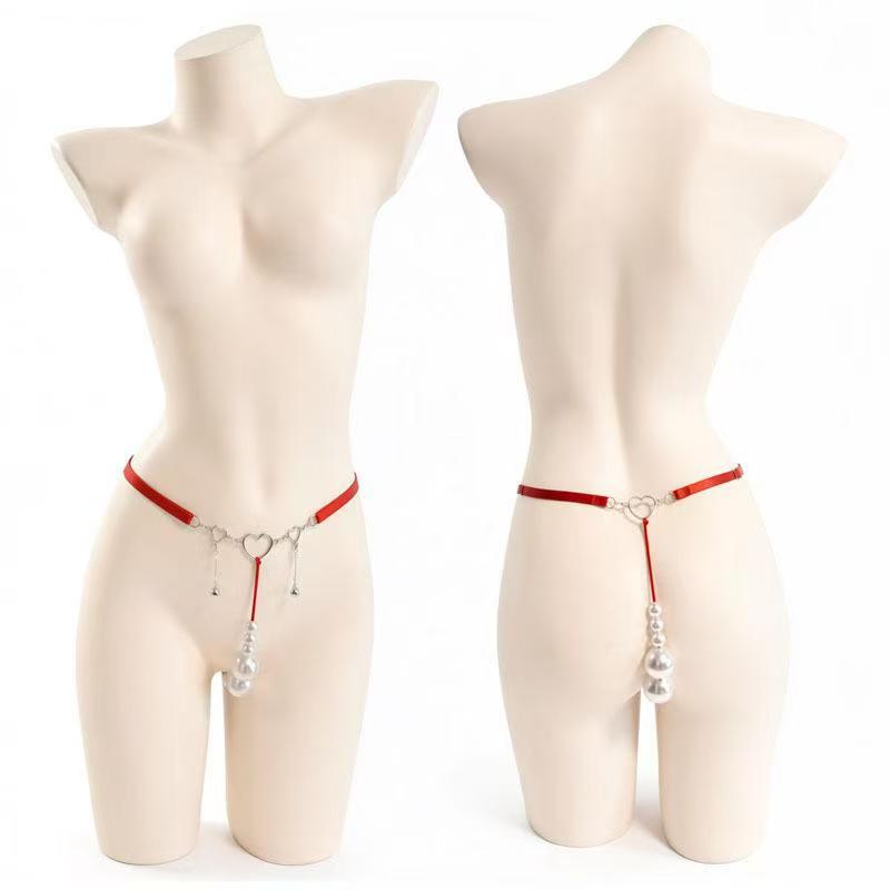 Women's Bell Charm Heart Pearl Panties | Sexy Lingerie Underwear