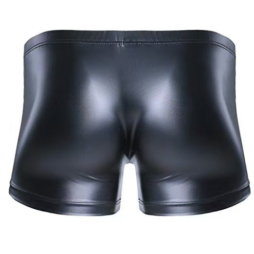 Men's Patent Leather-Look Boxer Briefs (Button, Easy-Detach)