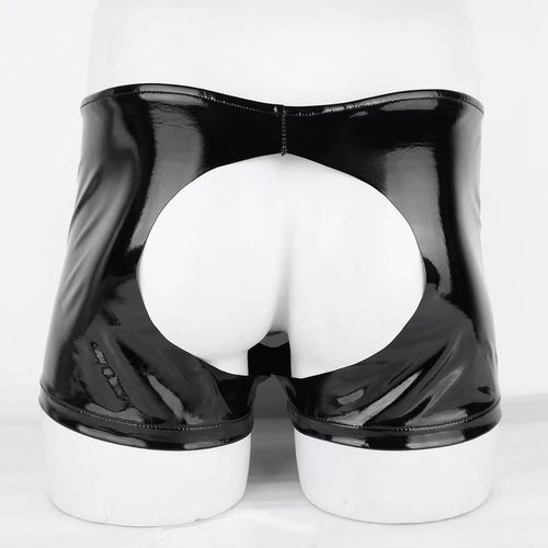 Cutout Shiny Open-Back Boxer Briefs
