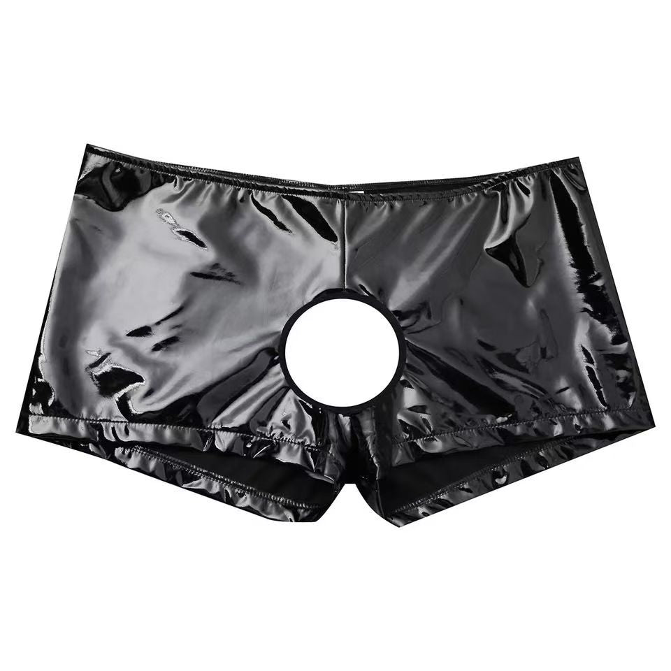 Cutout Shiny Open-Back Boxer Briefs