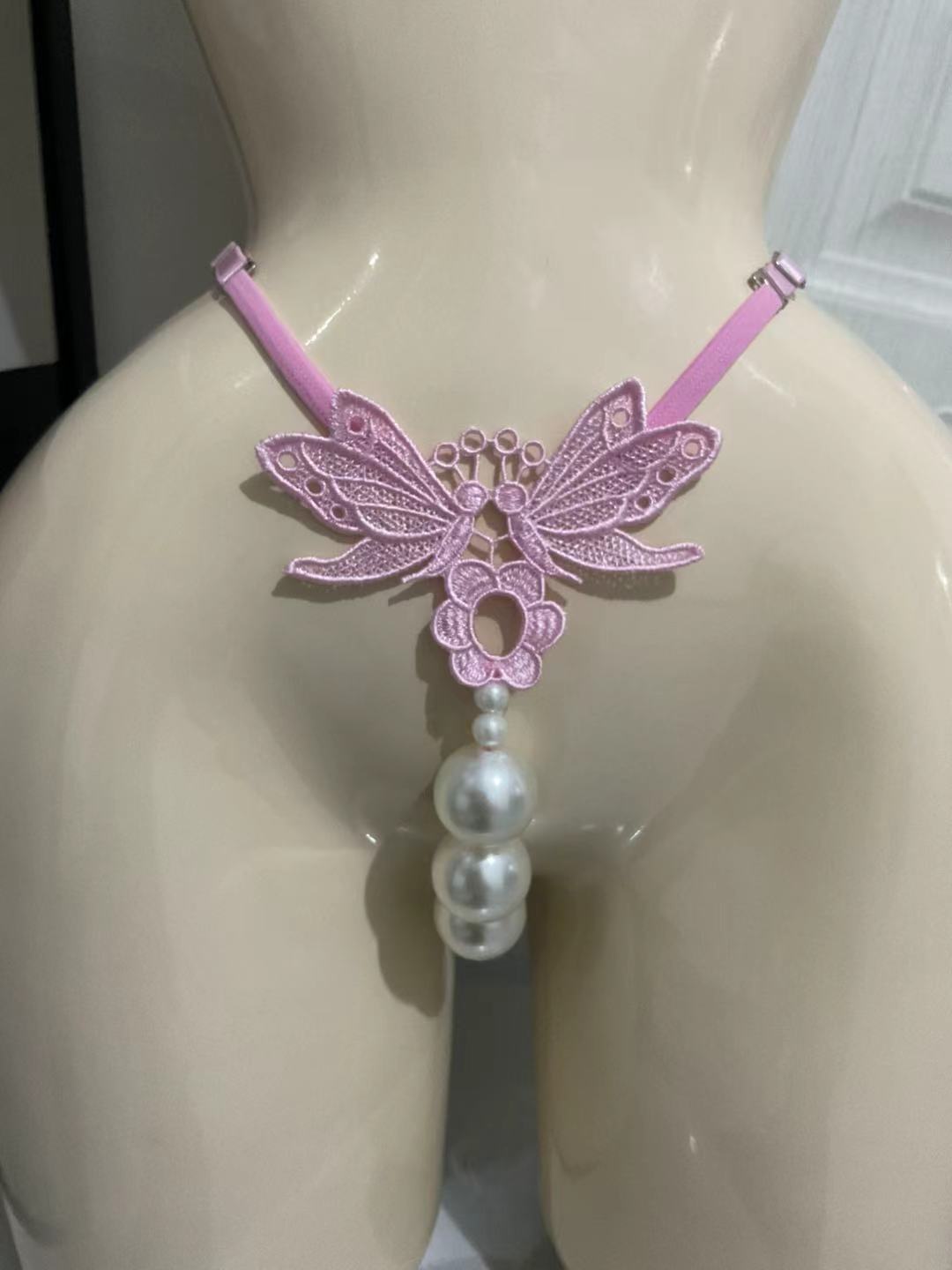 Women's Dragonfly Pearl Thong Underwear – Adjustable Waist | Lace Lingerie
