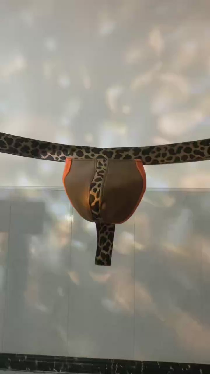 Men's Faux Leather Leopard Print Underwear | Sexy Briefs