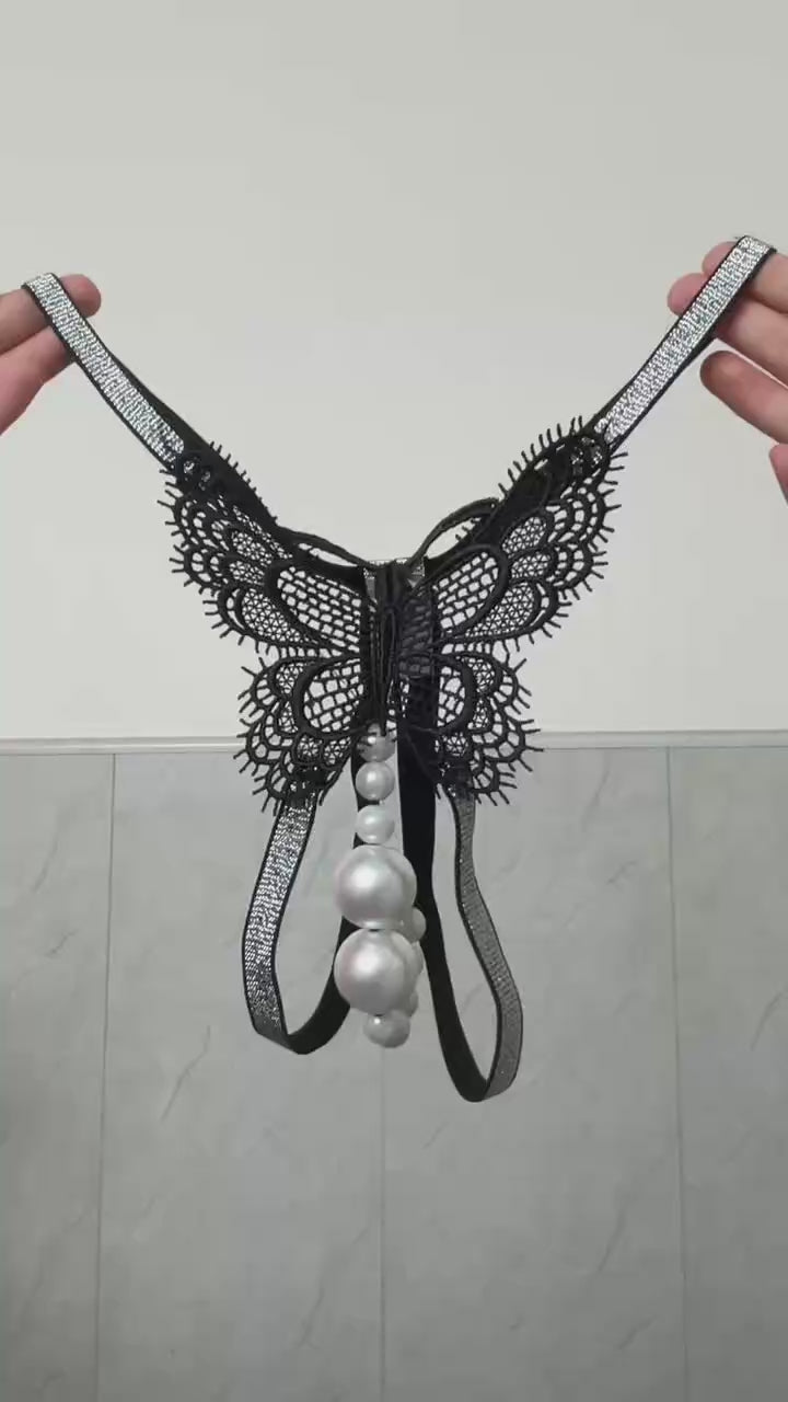Women's Pearl Bow Thong | Elegant Lace Underwear