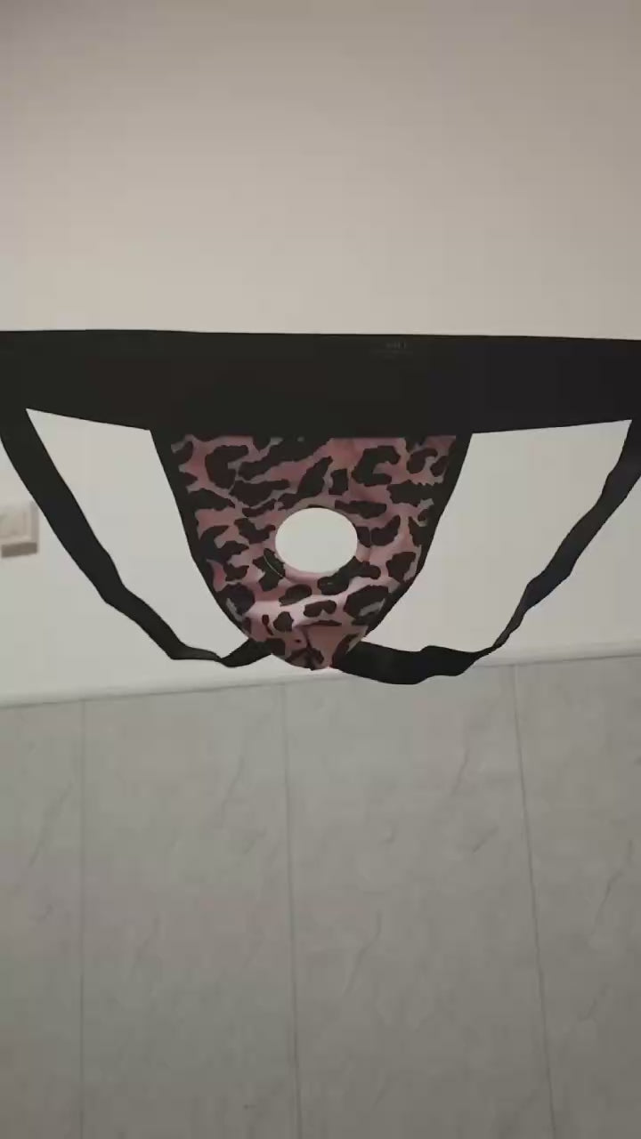 Men’s Leopard Double Thong with 4.5 cm Opening & Roomy Pouch, 95% Cotton