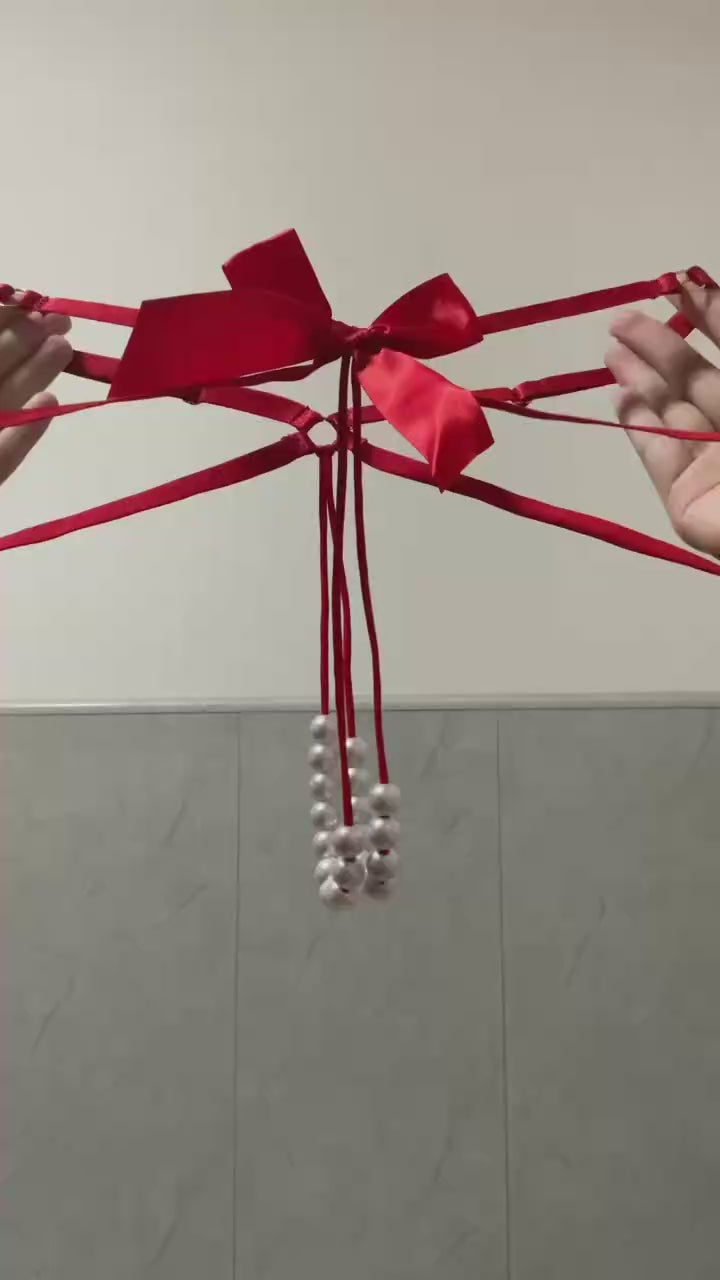 Women’s Bow & Pearl-Detail Open-Crotch Panties | GT Intimate