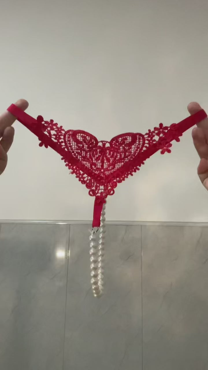 Women's Pearl Heart Lace Panties