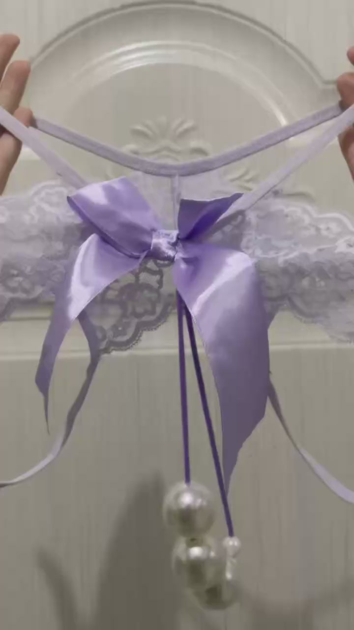 Women's Lace Panties with Pearl Details