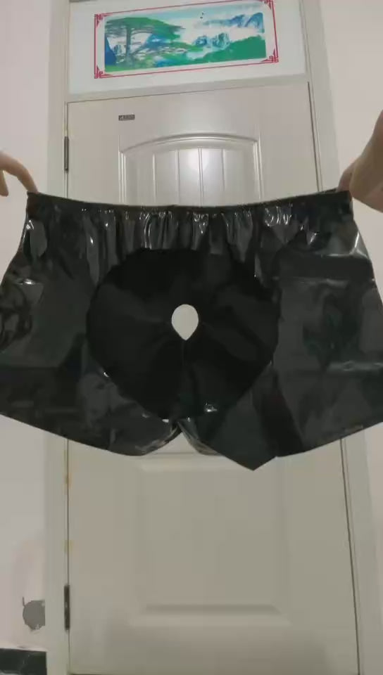 Cutout Shiny Open-Back Boxer Briefs
