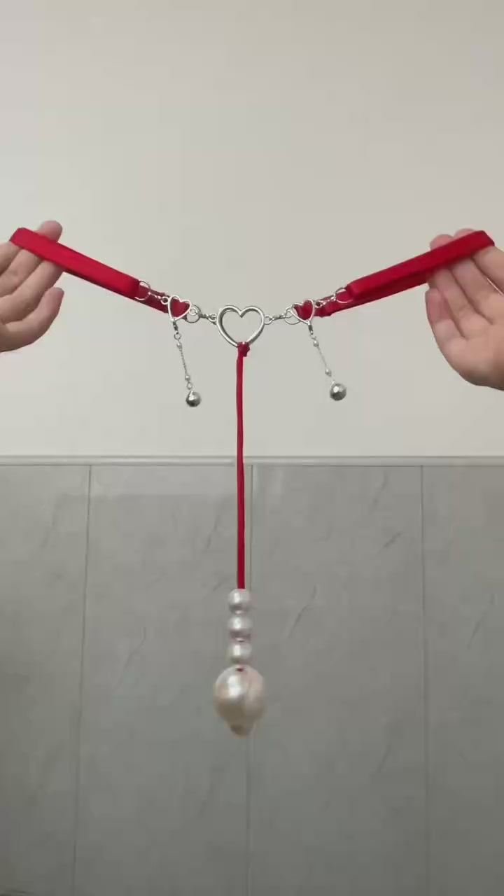 Women's Bell Charm Heart Pearl Panties | Sexy Lingerie Underwear